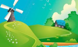 Cartoon landscape background, environment illustration. Free public domain CC0 image